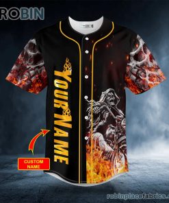 fire ghost rider biker skull custom baseball jersey 333 fFTi0