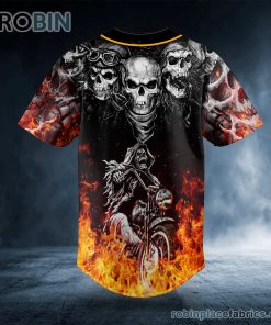 fire ghost rider biker skull custom baseball jersey 520 IrHDO