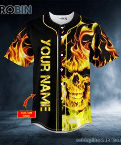 fire rage skull custom baseball jersey 332 oxwDQ