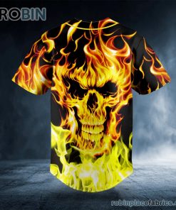 fire rage skull custom baseball jersey 519 6Hzat