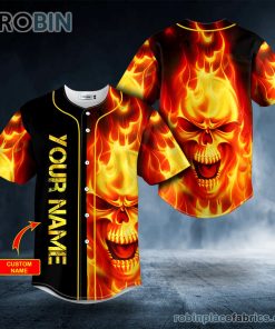 fire skull custom baseball jersey 133 O4kMf