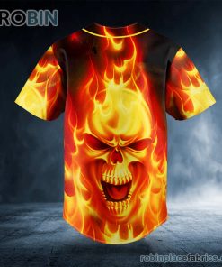 Fire Skull Custom Baseball Jersey Fire Skull Custom Baseball Jersey