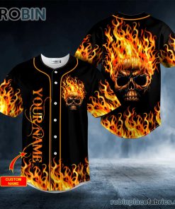 fire skull custom name baseball jersey 132 Bt3w2