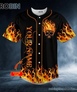 fire skull custom name baseball jersey 516 tCseo