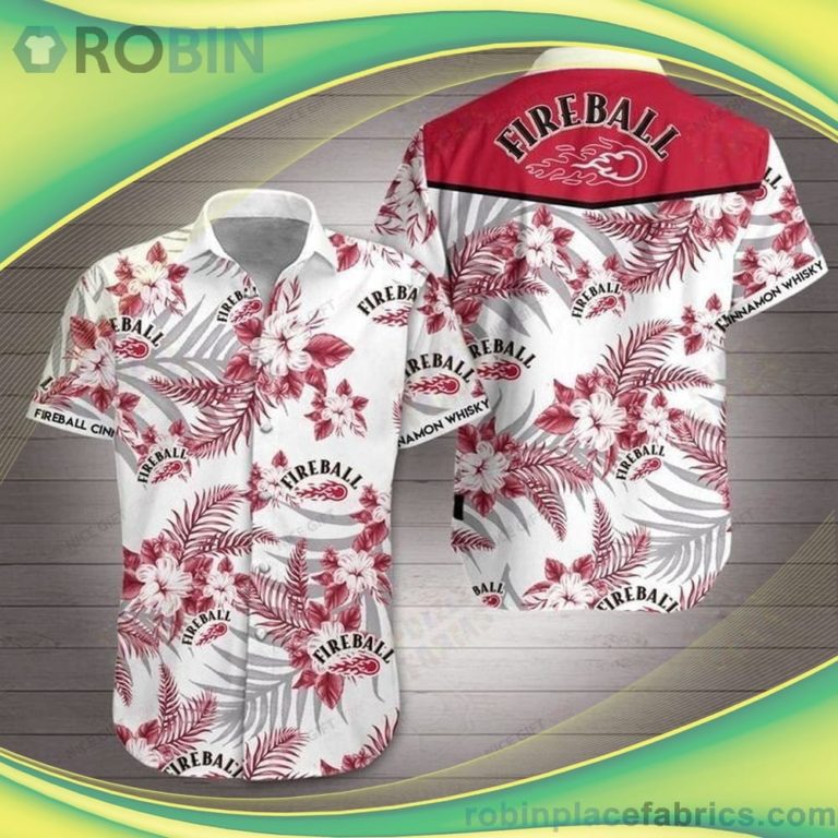 Fireball Whisky Island 3D Short Sleeve Button Down Hawaiian Shirt