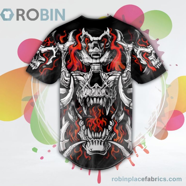 Flaming Battle Dragon Skull Baseball Jersey RB1931