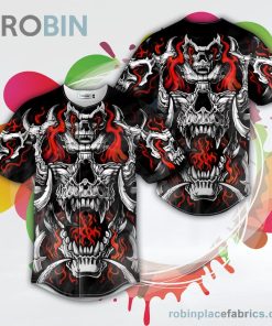 Flaming Battle Dragon Skull Baseball Jersey RB1931 Flaming Battle Dragon Skull Baseball Jersey RB1931