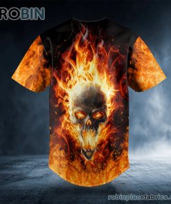 Flaming Ghost Fire Skull Custom Baseball Jersey Flaming Ghost Fire Skull Custom Baseball Jersey