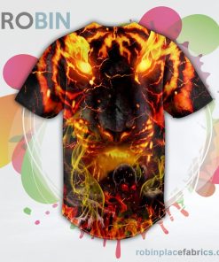 Flaming Lava Lion Zombie Ghost Skull Baseball Jersey RB3614 Flaming Lava Lion Zombie Ghost Skull Baseball Jersey RB3614