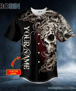 Fleur-de-lis Pattern King Skull Custom Baseball Jersey Fleur-de-lis Pattern King Skull Custom Baseball Jersey