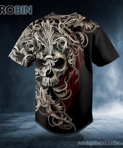 fleur de lis pattern king skull custom baseball jersey 514 nR99q