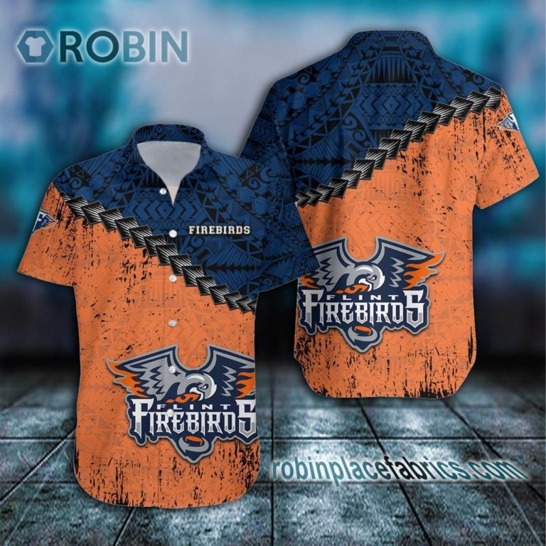 Flint Firebirds Casual Button Down Hawaiian Shirt Grunge Polynesian Tattoo – CA HOCKEY