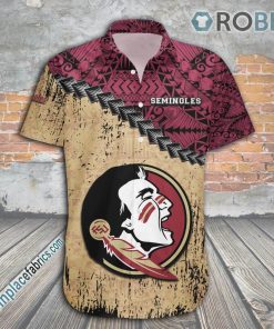 Florida State Seminoles Casual Button Down Hawaiian Shirt Grunge Polynesian Tattoo – NCAA