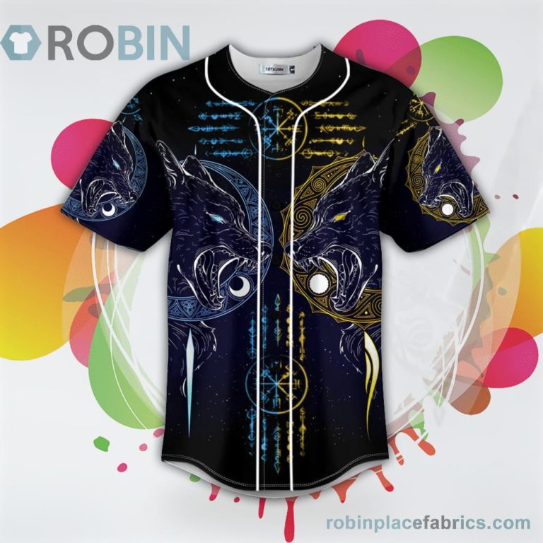 Galaxy Viking Compass Twin Wolf Tattoo Baseball Jersey RB2254