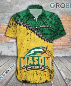 George Mason Patriots Casual Button Down Hawaiian Shirt Grunge Polynesian Tattoo – NCAA