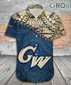 George Washington Colonials Casual Button Down Hawaiian Shirt Grunge Polynesian Tattoo – NCAA
