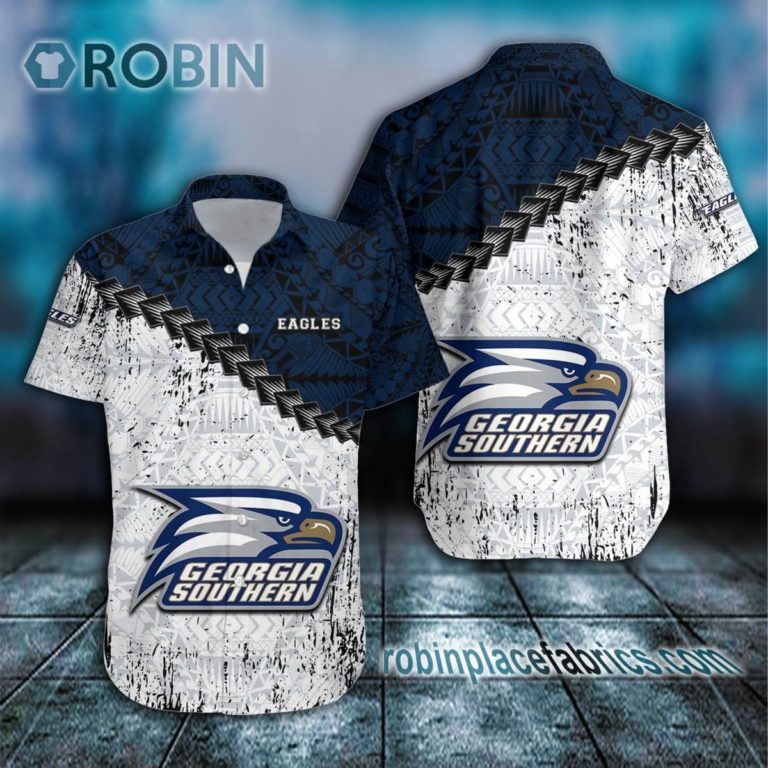Georgia Southern Eagles Casual Button Down Hawaiian Shirt Grunge Polynesian Tattoo – NCAA