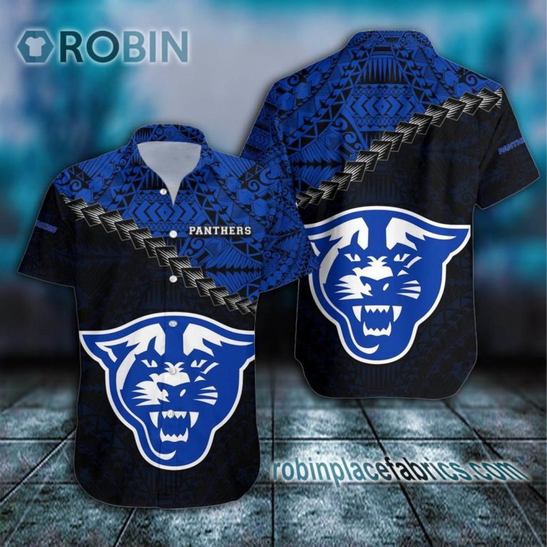 Georgia State Panthers Casual Button Down Hawaiian Shirt Grunge Polynesian Tattoo – NCAA
