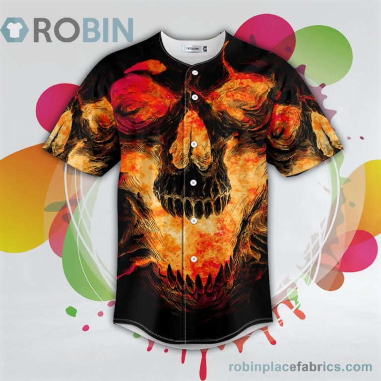 Ghost Fire Lava Skull Baseball Jersey RB9695