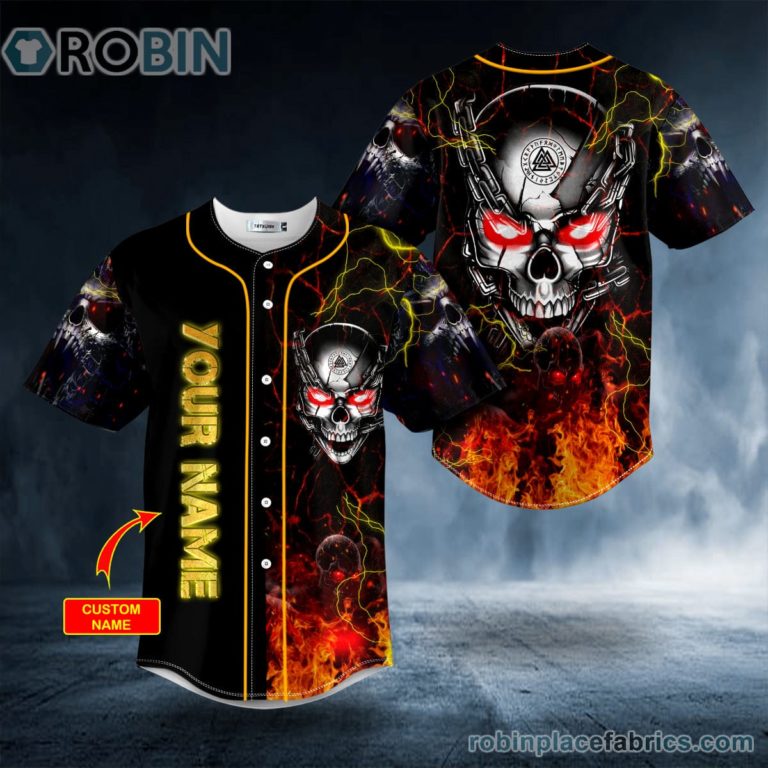 Ghost Fire Super Head Skull Custom Baseball Jersey