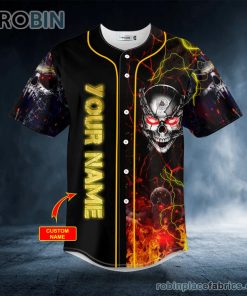 ghost fire super head skull custom baseball jersey 325 5Su04