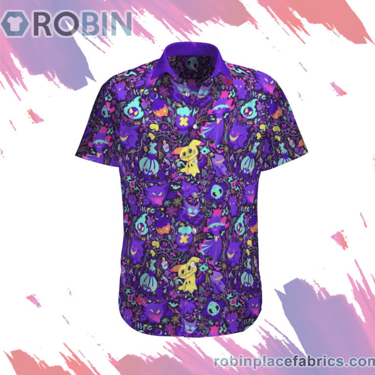 Ghost Pokemon Hawaiian Shirt, Casual Short Sleeve Shirt
