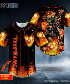 ghost racer fire skull custom name baseball jersey 127 OVcLQ