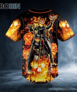 Ghost Racer Fire Skull Custom Name Baseball Jersey