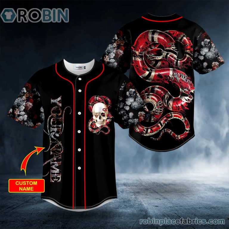 Glam Red Of Snake Skull Custom Baseball Jersey