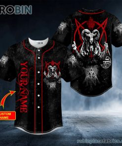 goat of mendes baphomet skull custom baseball jersey 124 FhJlD