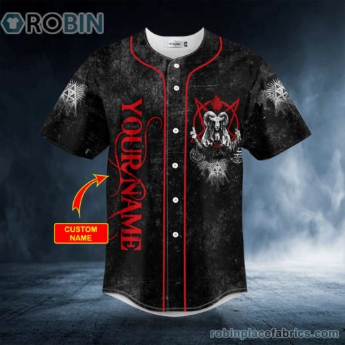 Goat Of Mendes Baphomet Skull Custom Baseball Jersey - RobinPlaceFabrics