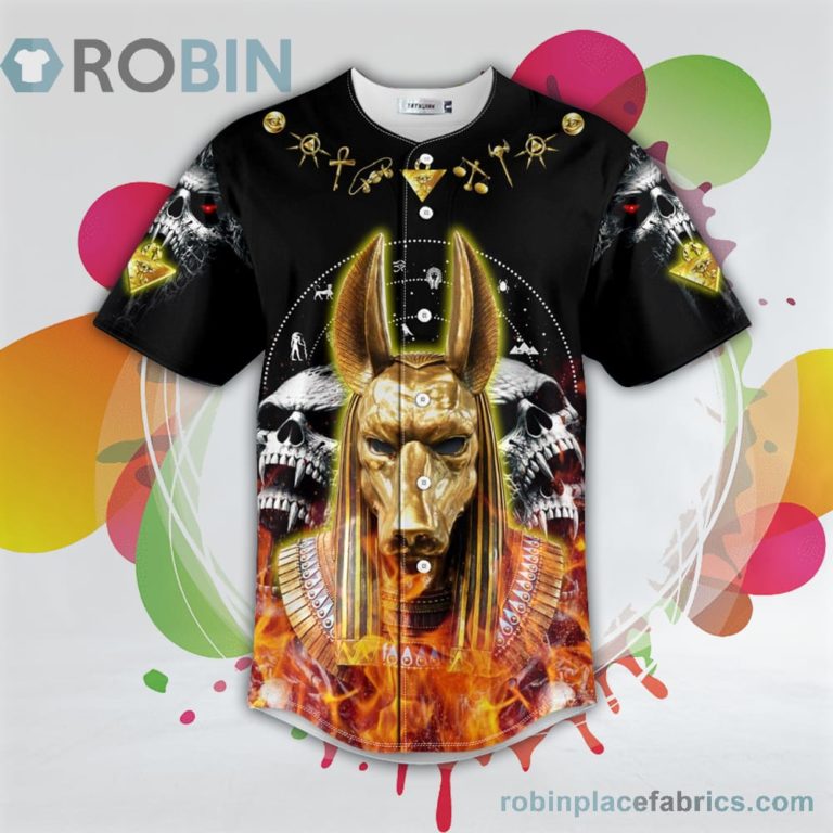 Gold Anubis Skull Baseball Jersey RB3784