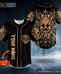 gold cool abis satanic skull custom baseball jersey 123 MU0OM