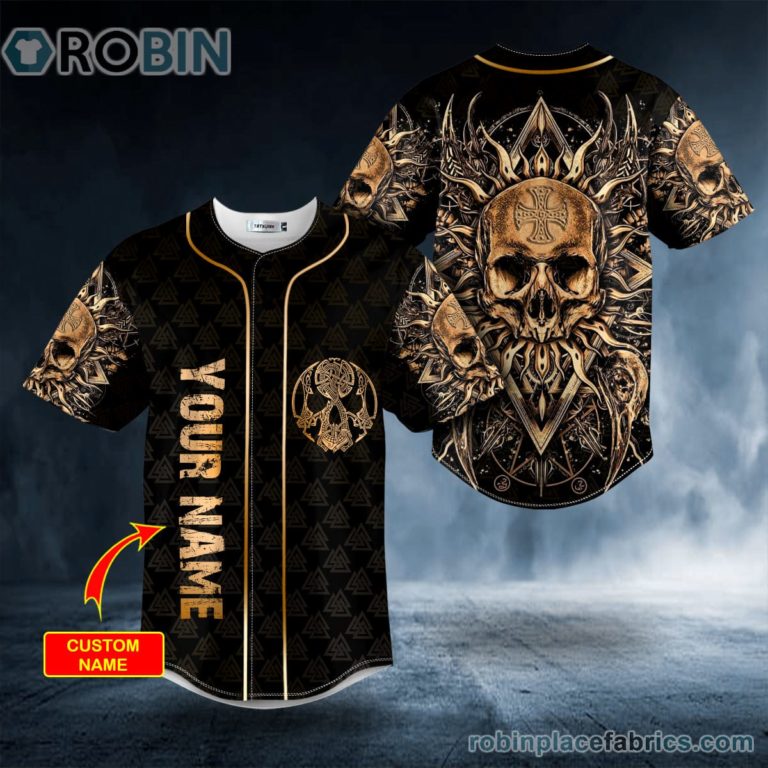 Gold Cool Abis Satanic Skull Custom Baseball Jersey