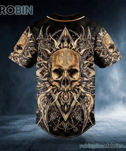 Gold Cool Abis Satanic Skull Custom Baseball Jersey Gold Cool Abis Satanic Skull Custom Baseball Jersey