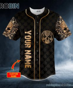 gold cool abis satanic skull custom baseball jersey 509 KoLLb