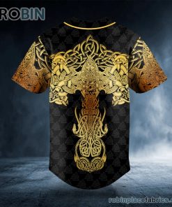 Gold Dragon Swords Viking Tattoo Custom Baseball Jersey Gold Dragon Swords Viking Tattoo Custom Baseball Jersey