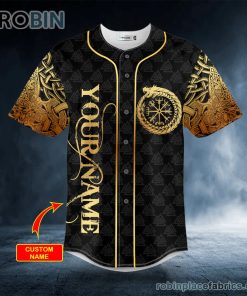 gold dragon swords viking tattoo custom baseball jersey 508 nwHD4