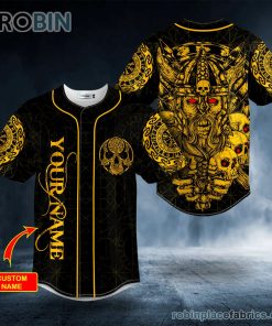 gold old warriors norse battle tattoo custom baseball jersey 120 KQeH9