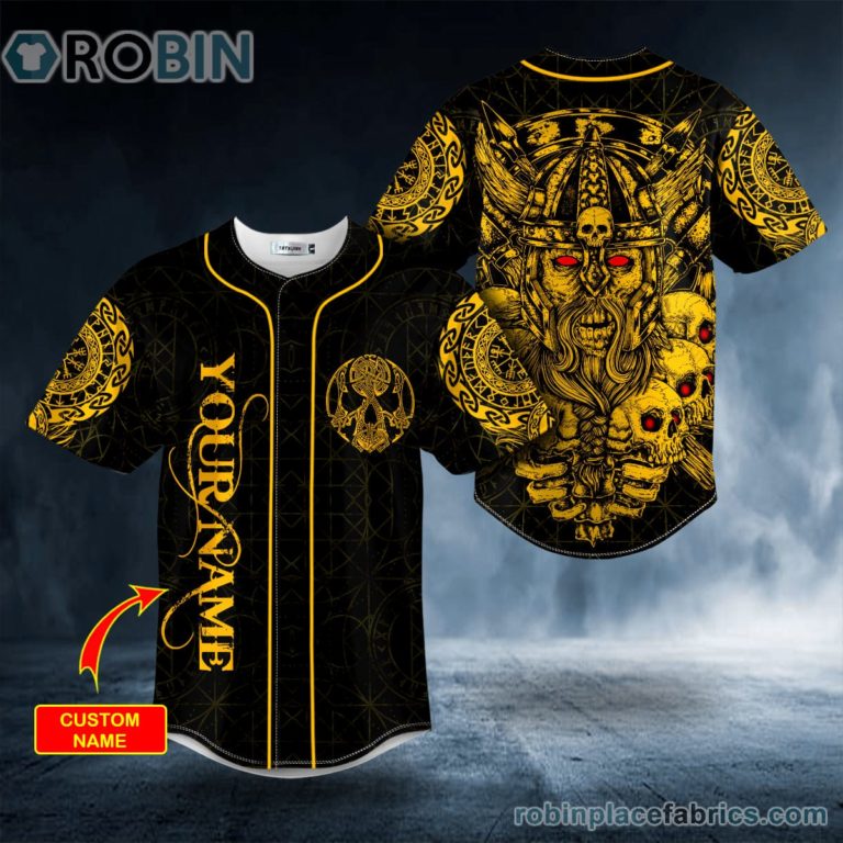 Gold Old Warriors Norse Battle Tattoo Custom Baseball Jersey