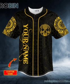 Gold Old Warriors Norse Battle Tattoo Custom Baseball Jersey Gold Old Warriors Norse Battle Tattoo Custom Baseball Jersey