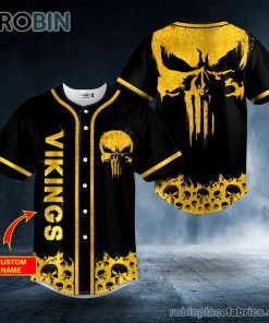 gold punisher skull custom baseball jersey 119 tfwzX