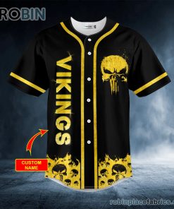 Gold Punisher Skull Custom Baseball Jersey Gold Punisher Skull Custom Baseball Jersey