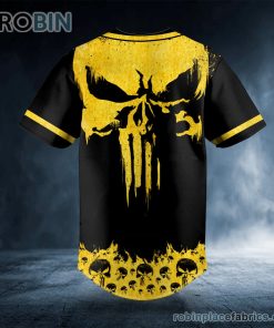 gold punisher skull custom baseball jersey 505 TucLJ