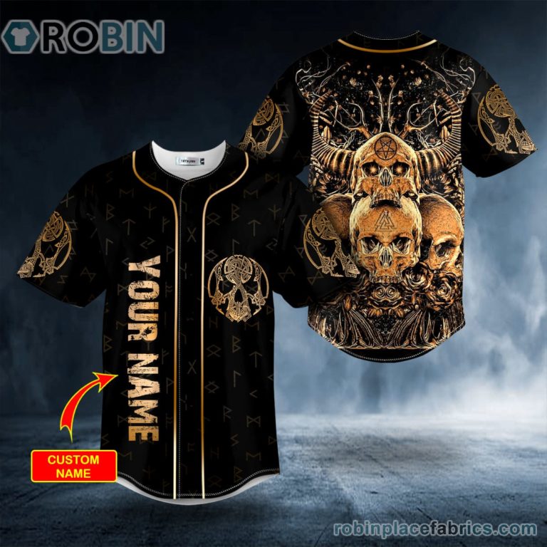 Gold Roses Cool Abis Satanic Skull Custom Baseball Jersey