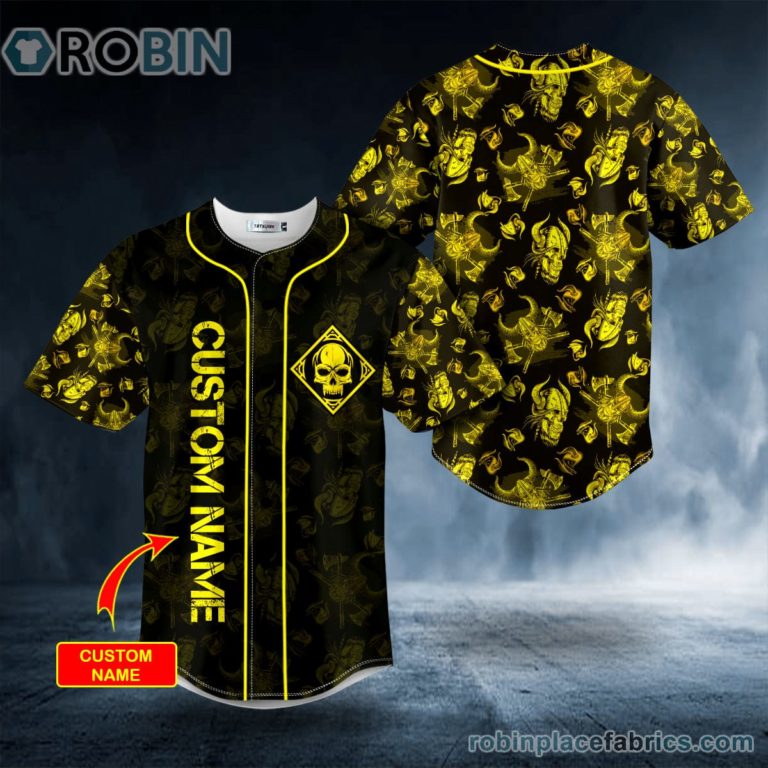Gold Samurai Skull Custom Baseball Jersey