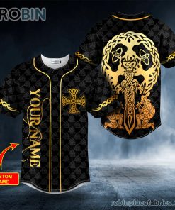 gold sword viking custom baseball jersey 115 sVkis