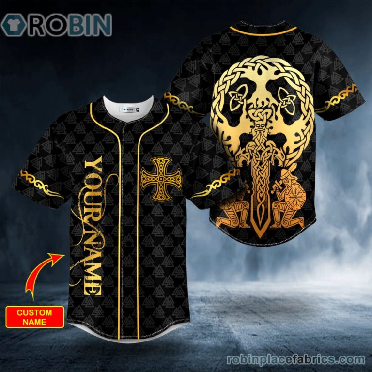 Gold Sword Viking Custom Baseball Jersey