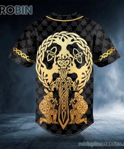 Gold Sword Viking Custom Baseball Jersey Gold Sword Viking Custom Baseball Jersey