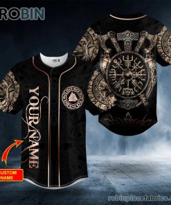 gold valknut runic compass thors hammer axes viking personalized baseball jersey 114 R2ycu